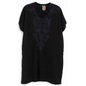 Johnny was womens xl black blue sheer midi embroidery dress kaftan